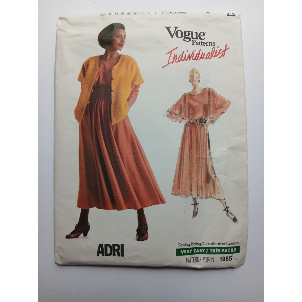 VOGUE ADRI Vintage 1987 Individualist Pattern 1985 Short Jacket Top & Skirt  8
